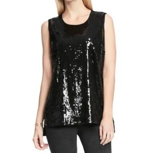 NWT Vince Camuto Sleeveless Sequin Top Black SZ  L